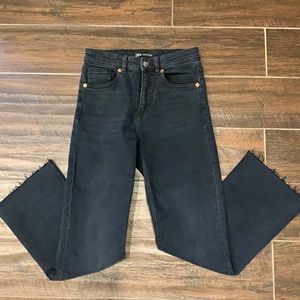 Zara High Rise cropped Slim Flare Jeans